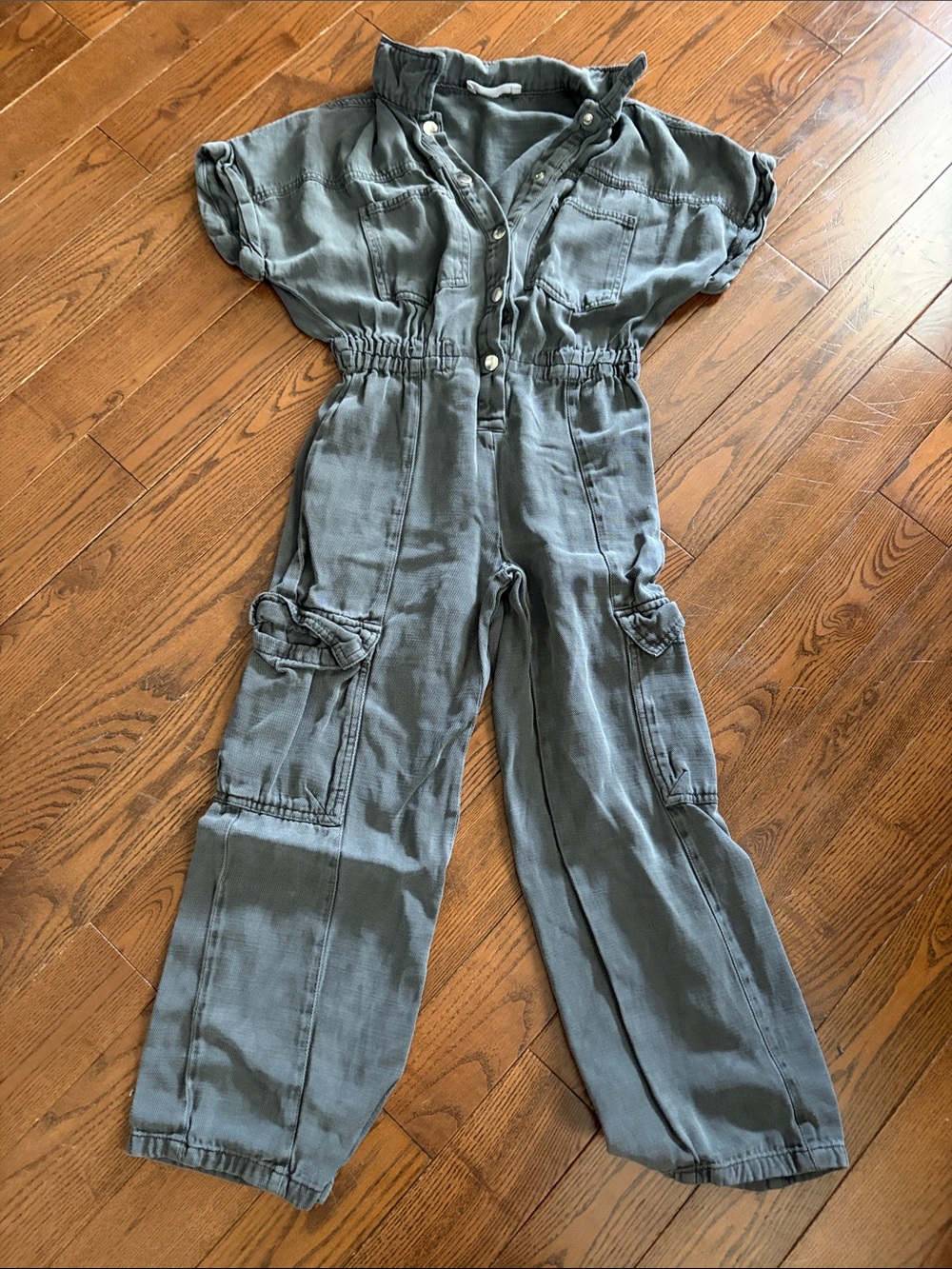 Zara Olive Gray Utility Cargo Jumpsuit